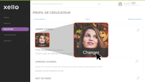 Page de profil de l'éducateur ouverte avec l'image d'avantar mise en surbrillance